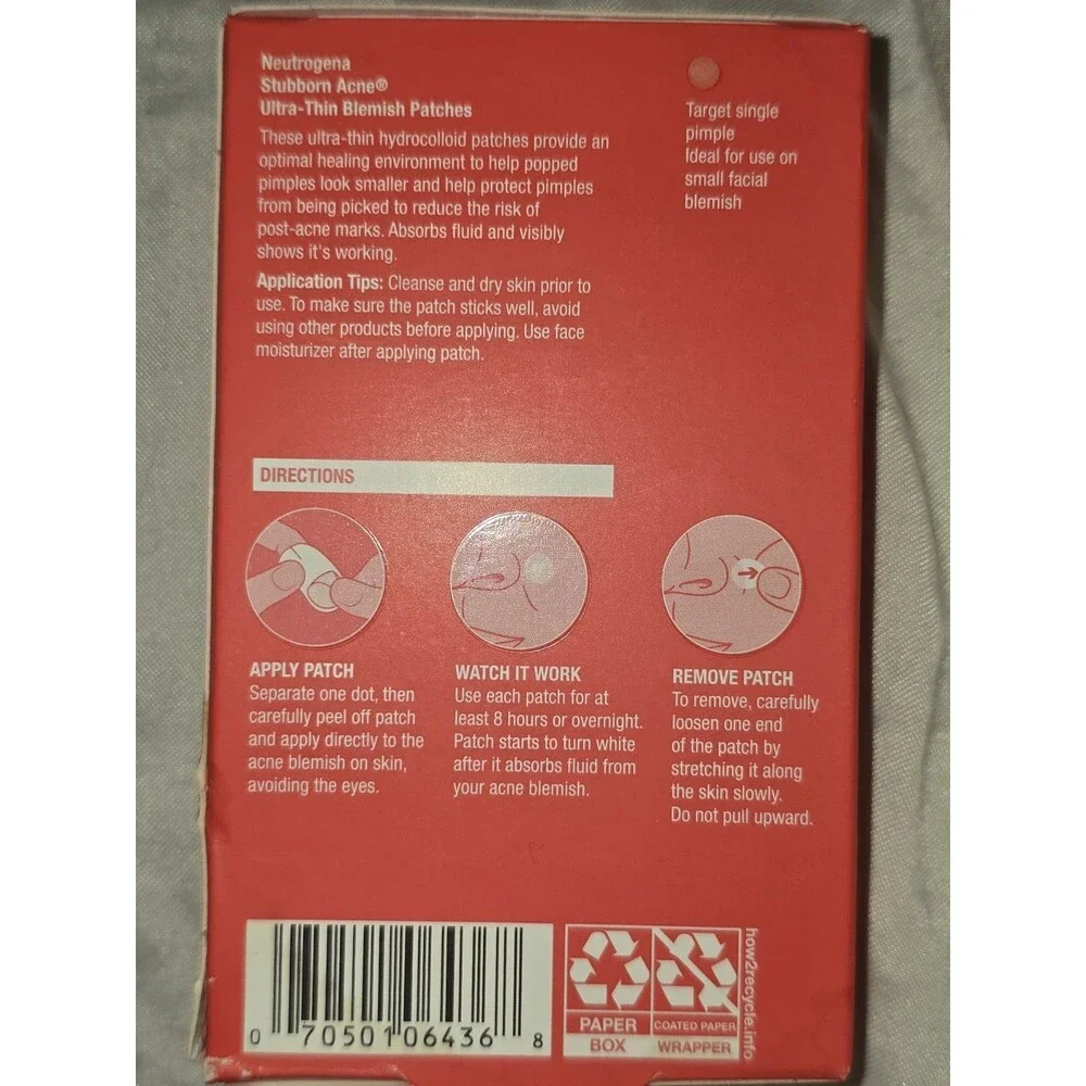 Neutrogena Stubborn Acne Ultra-Thin Hydrocolloid Face Blemish Patches 24